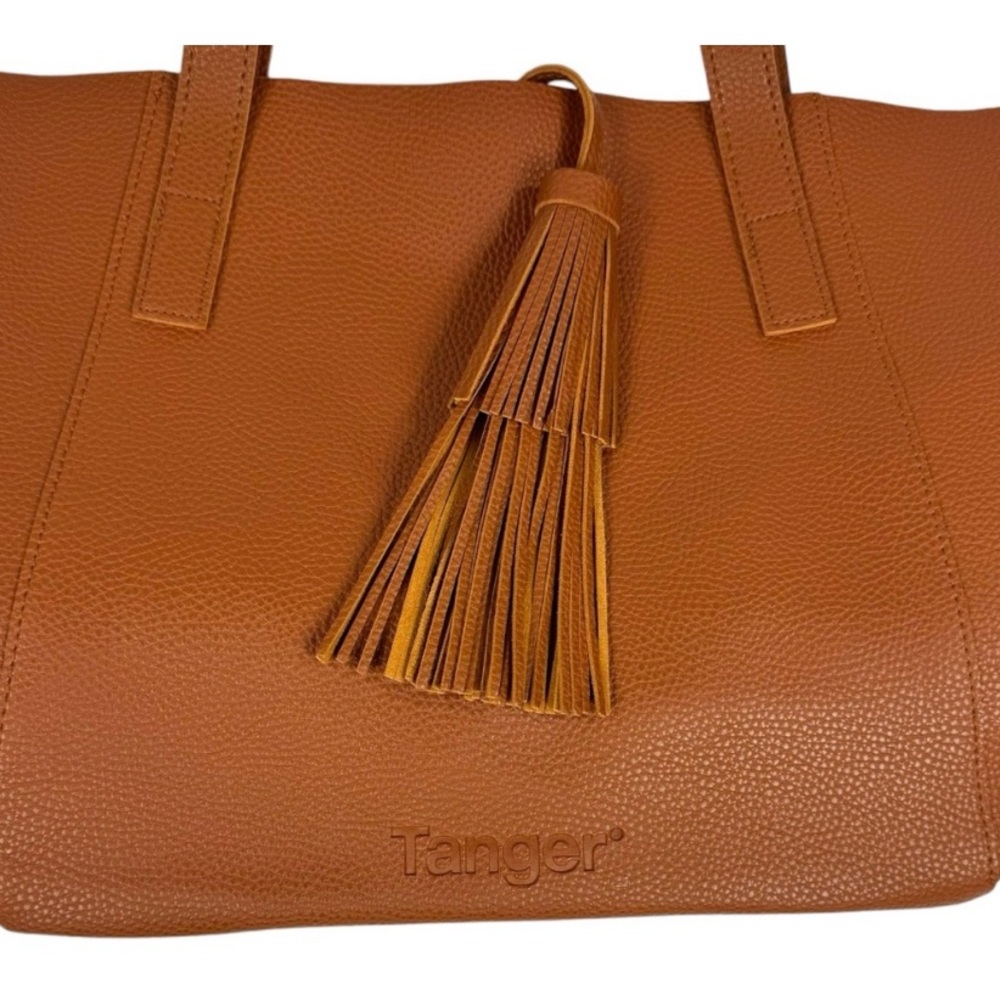 Tanger Vegan Leather Womens Tote With Fringe Tassel